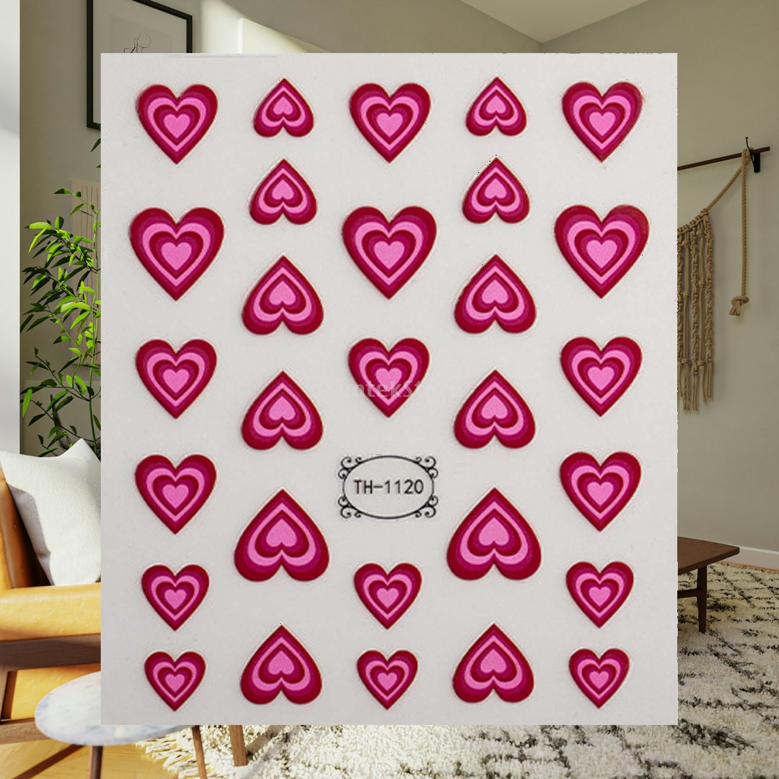 Nail Art Valentines Day - Autocollants 3D en forme de cœur