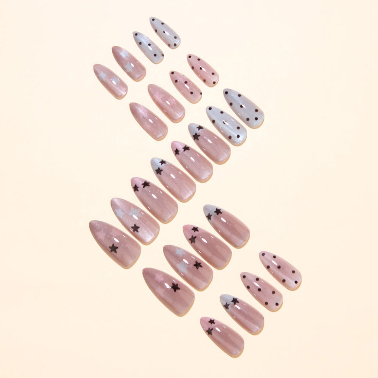 Nail Art Pink - Faux ongles en amande rose nude,