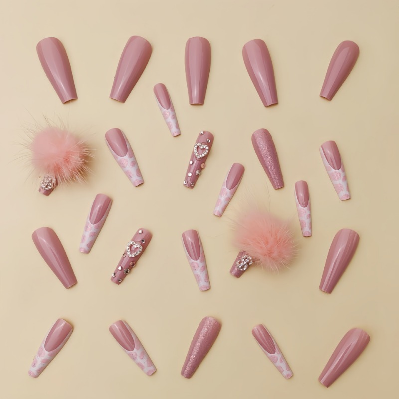 Faux-ongles à pression carrés  - Nail Art Pink avis et prix